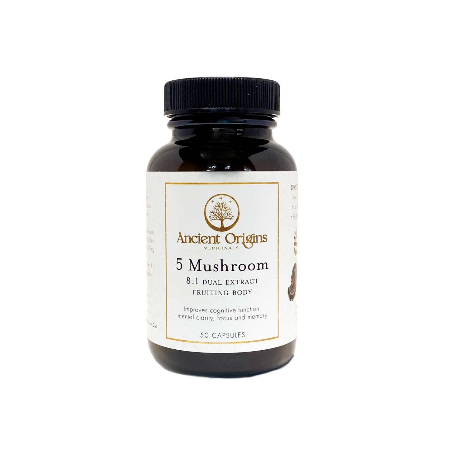 5 Mushroom Blend 8:1 Dual Extract Fruiting Body Capsules