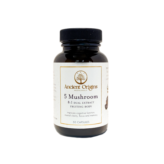 5 Mushroom Blend 8:1 Dual Extract Fruiting Body Capsules