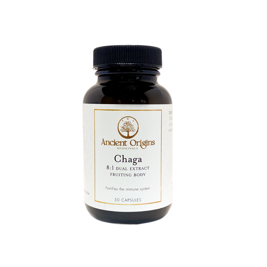 Chaga 8:1 Dual Extract Fruiting Body Capsules