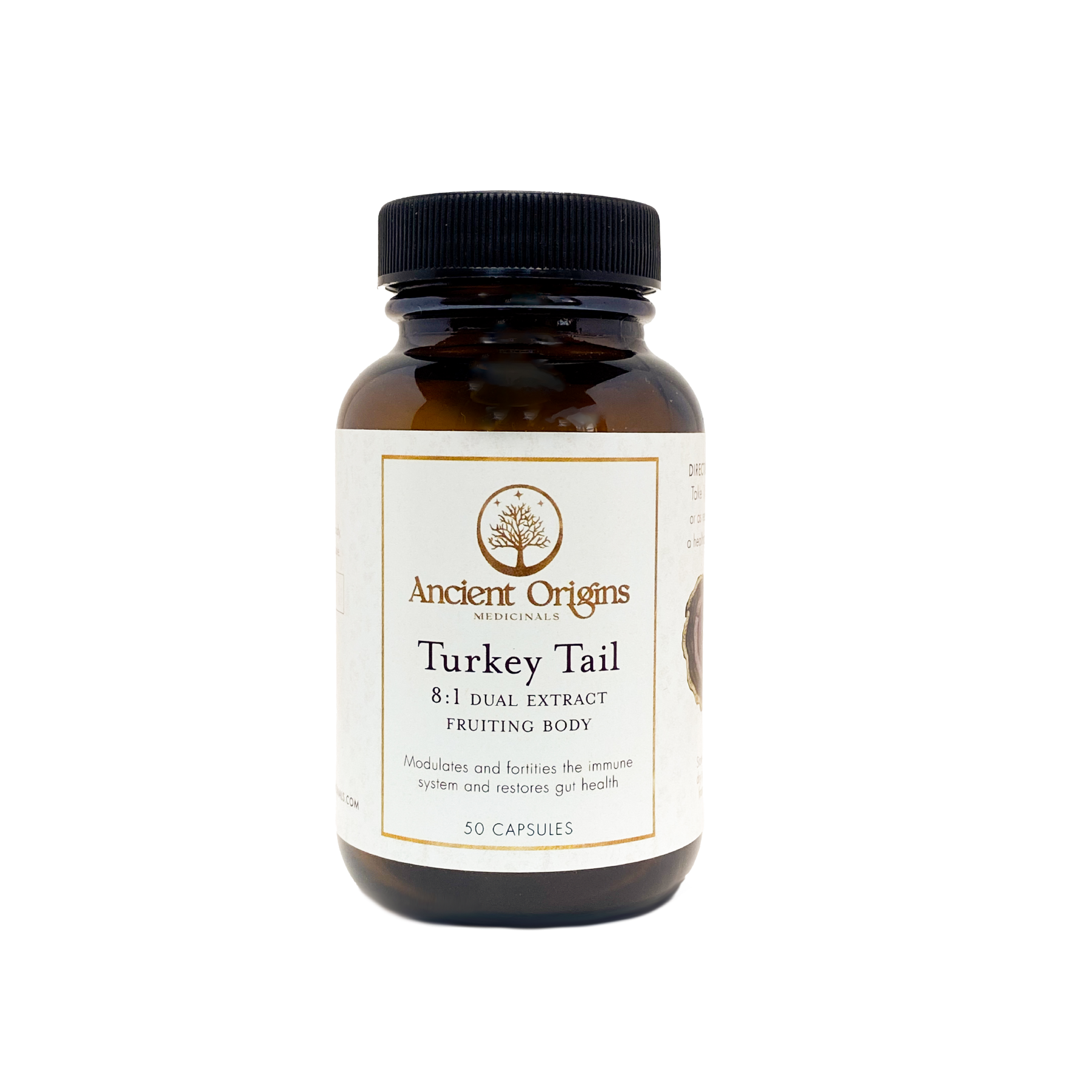 Turkey Tail 8:1 Dual Extract Fruiting Body Capsules